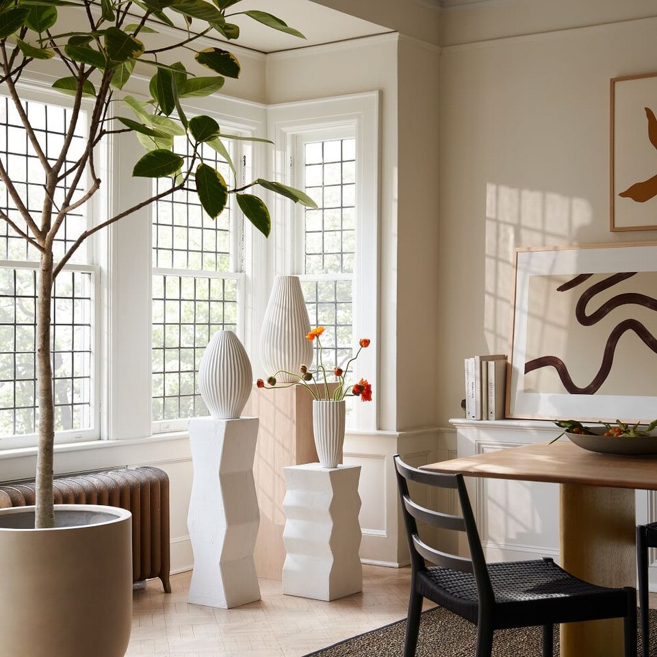 View of Sanibel Textured Ceramic Vases - Modern White Decor | West Elm UK
